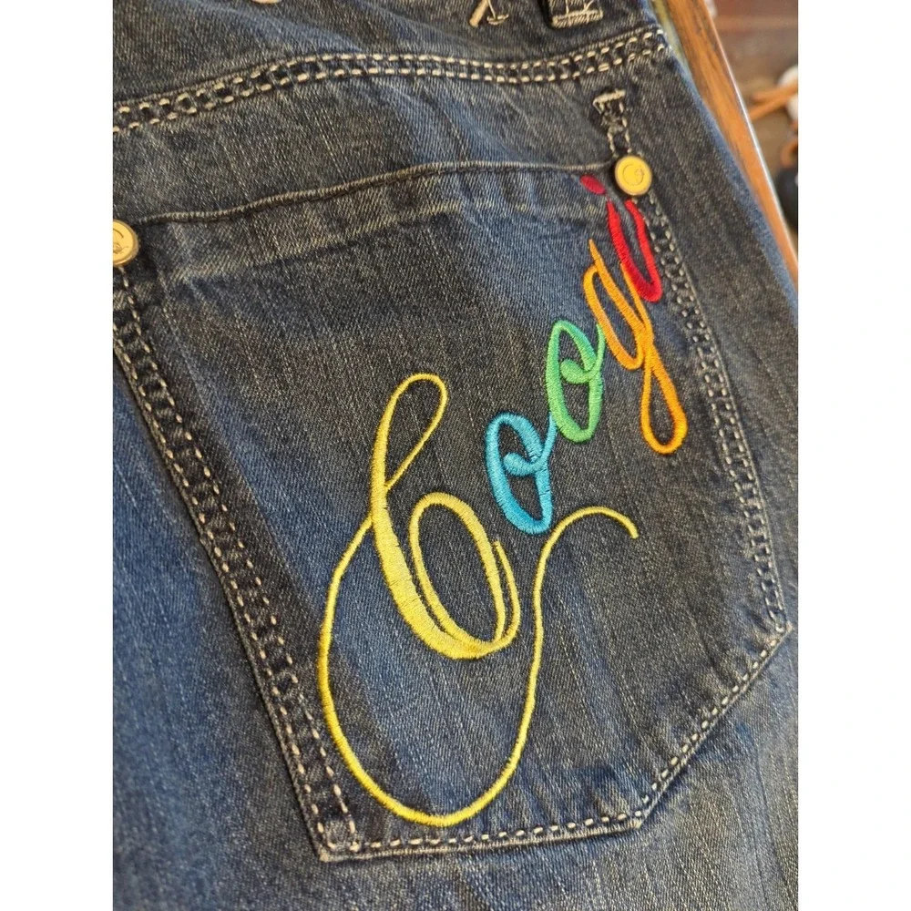 COOGI Men's Blue Medium Wash Denim‎ Shorts Embroidered Logo 5-Pocket 14